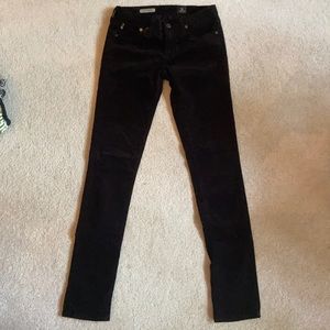 Black velvet skinny jeans